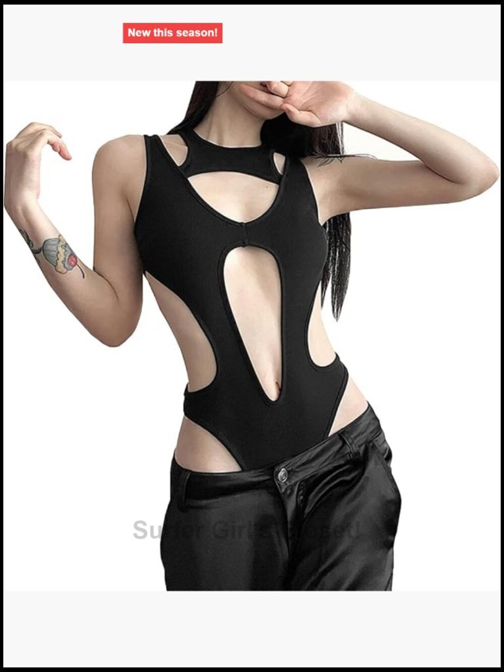 Women's Cutout Bodysuit Sleeveless Gothic Hollow Out Rave Romper Party Club One